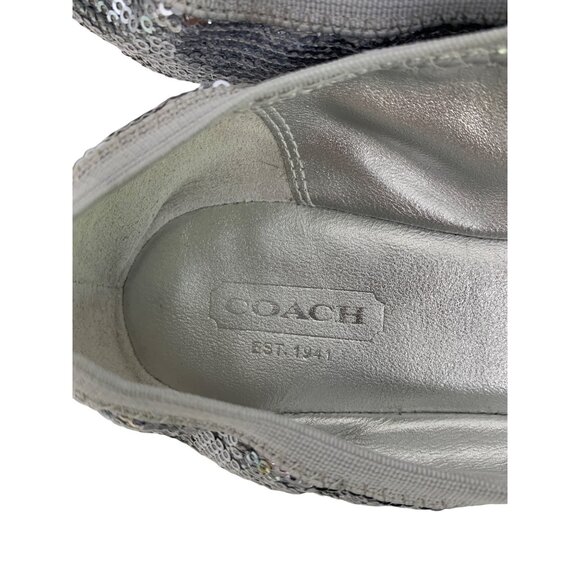 Coach Womens Silver Sequin Ballet Flats Size 7B Q10643 Purse Shoes EUC - Picture 3 of 12
